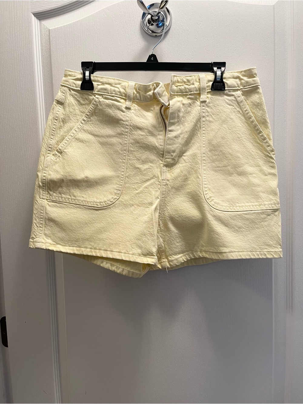 Women’s Light Yellow Casual High-Rise Shorts